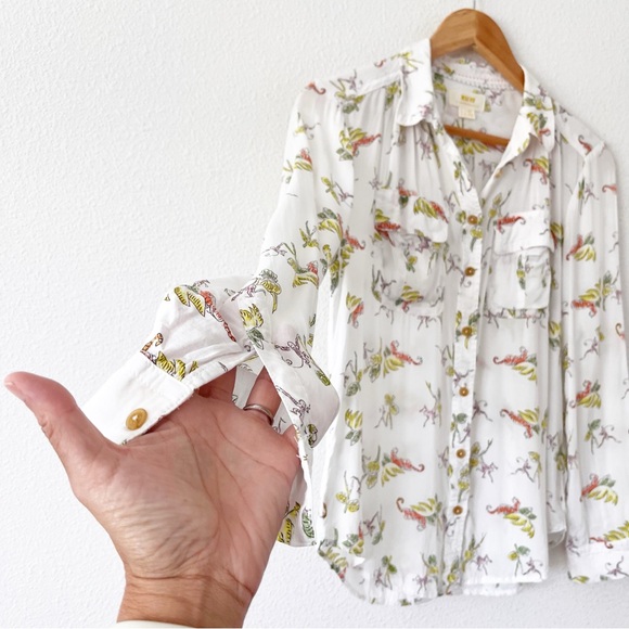 Anthropologie Maeve Jungle Print Button Down Long Sleeve Shirt in Multicolor - Picture 4 of 9